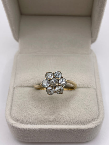 9ct gold aquamarine cluster ring