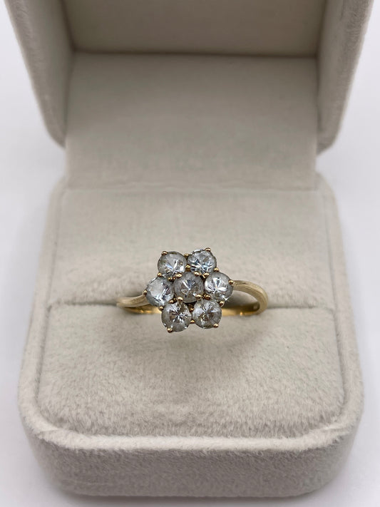 9ct gold aquamarine cluster ring