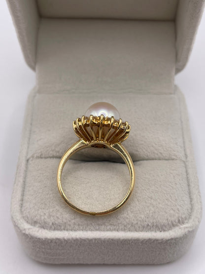 18ct gold pearl and diamond ring