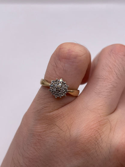 9ct gold diamond cluster ring