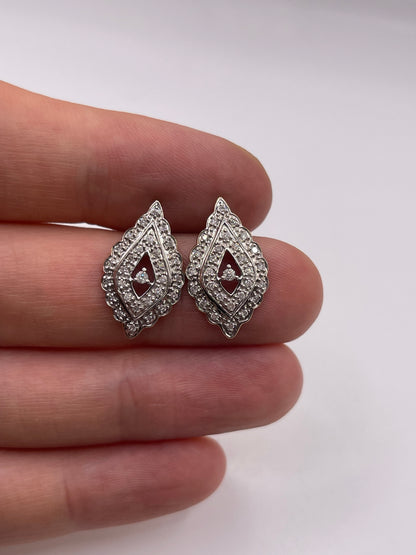9ct gold diamond cluster earrings