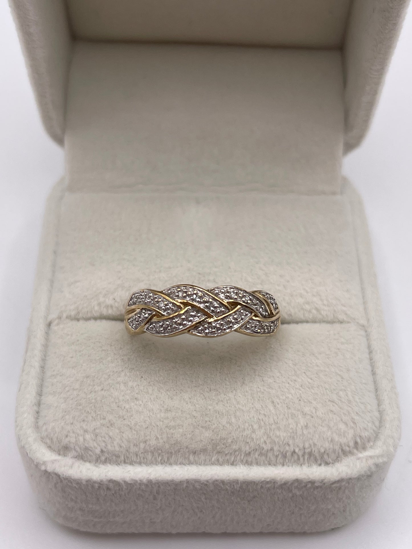 9ct gold diamond knot ring