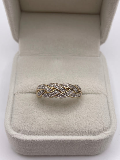 9ct gold diamond knot ring