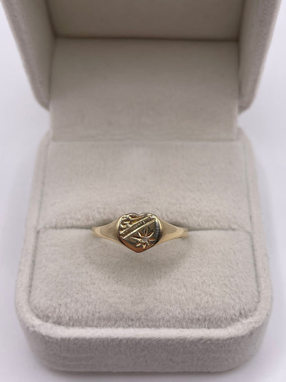9ct gold diamond signet ring