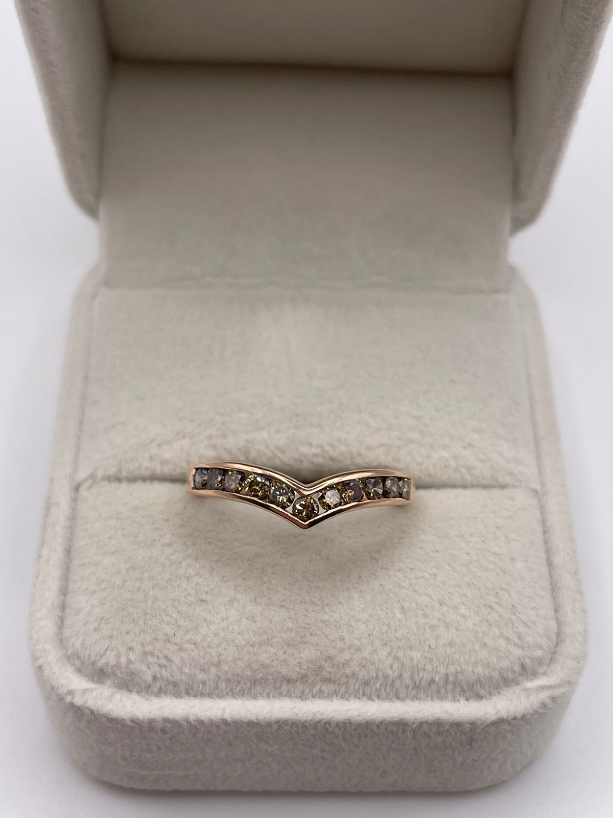 9ct rose gold cognac diamond wishbone ring