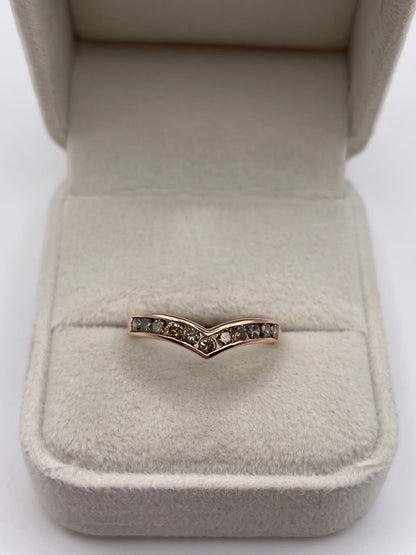 9ct rose gold cognac diamond wishbone ring