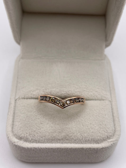 9ct rose gold cognac diamond wishbone ring