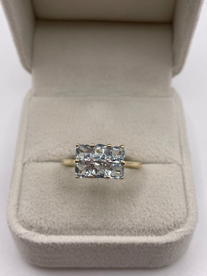 9ct gold aquamarine and diamond ring
