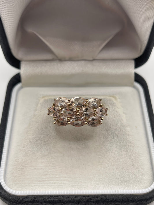 9ct gold morganite cluster ring