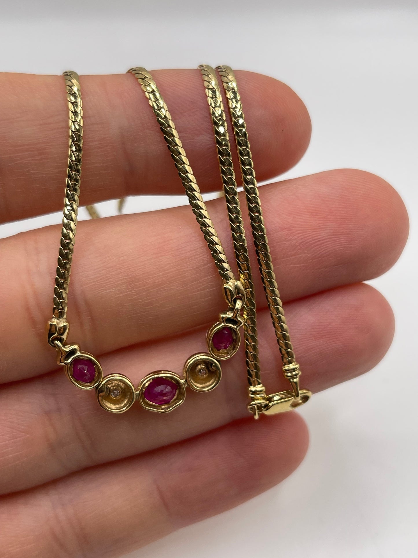 9ct gold ruby and diamond necklace