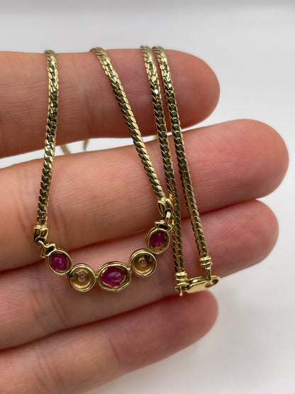 9ct gold ruby and diamond necklace