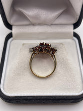 Load image into Gallery viewer, 9ct gold garnet cluster ring
