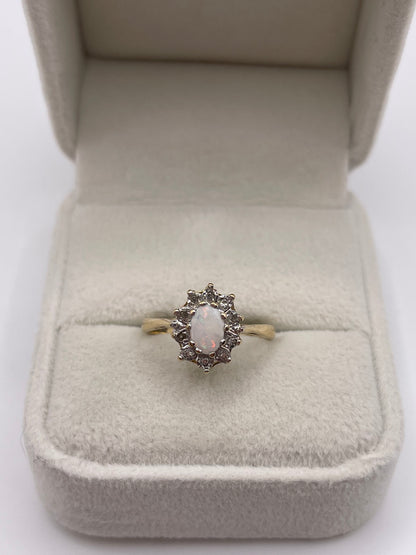 9ct gold opal and diamond ring