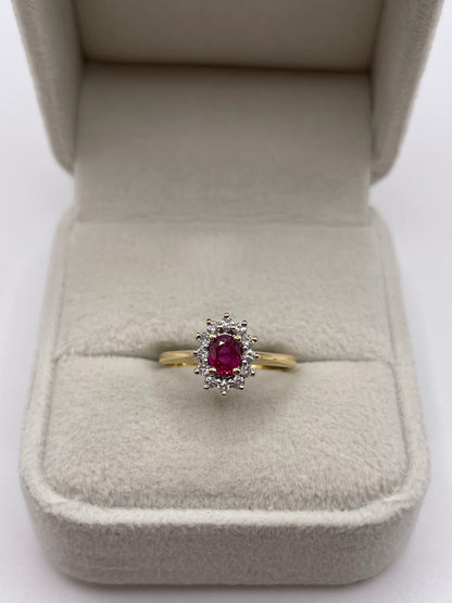 18ct gold ruby and diamond ring