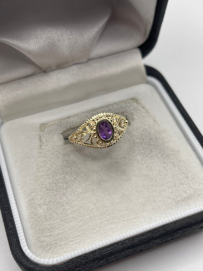 9ct gold amethyst ring