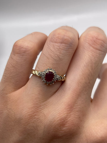 9ct gold ruby and diamond ring