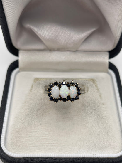 9ct gold opal and sapphire ring
