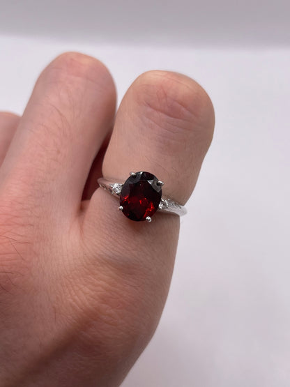 Silver garnet ring
