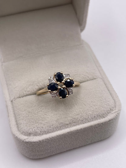 9ct gold sapphire and diamond ring