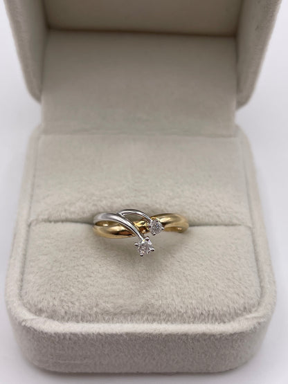 9ct two tone gold diamond ring