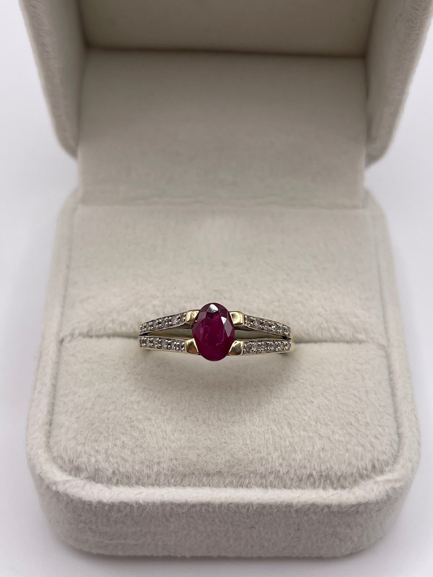 9ct gold ruby and diamond ring