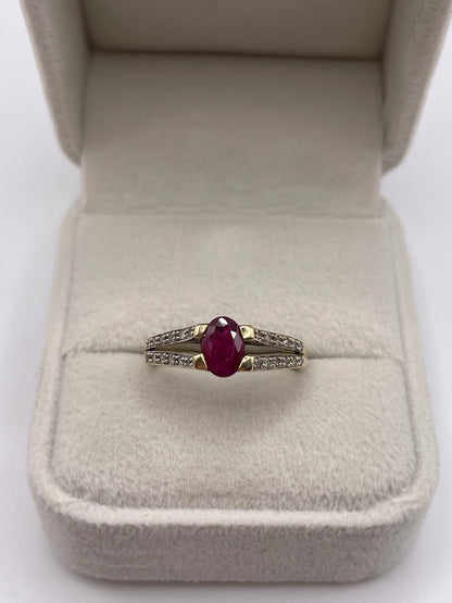 9ct gold ruby and diamond ring