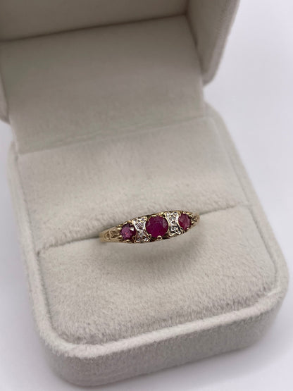 9ct gold ruby and diamond ring