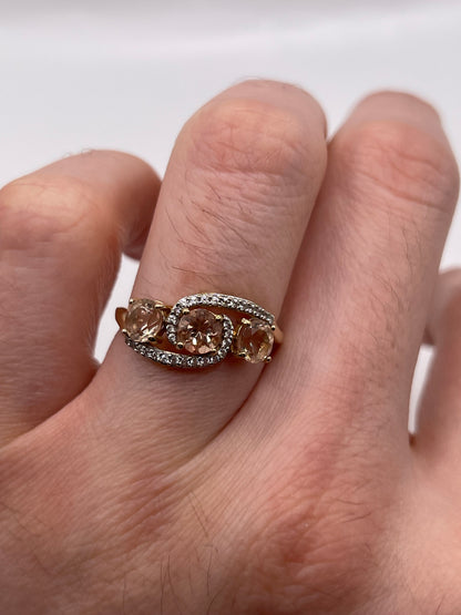 9ct gold morganite and zircon ring
