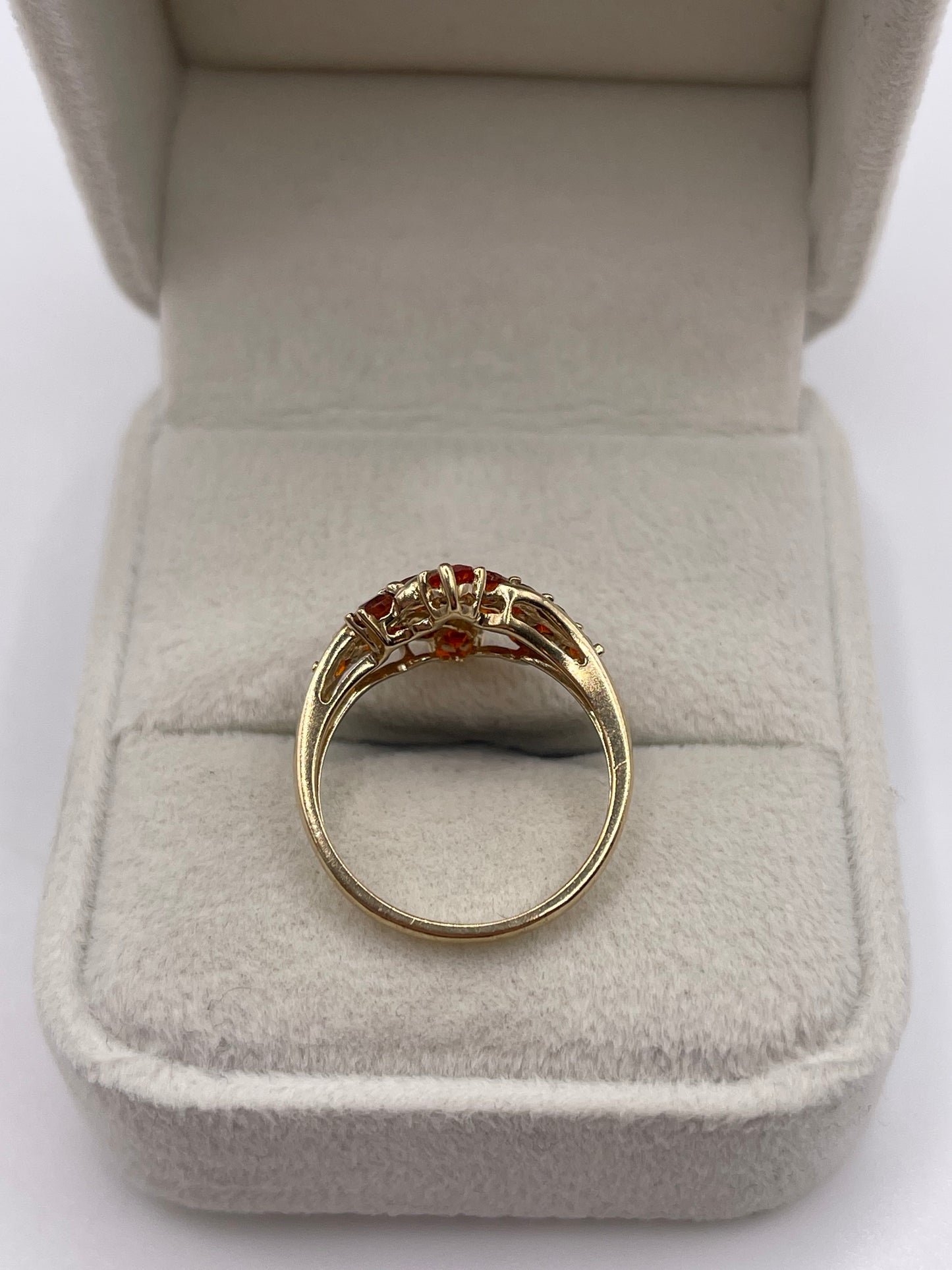 9ct gold fire opal cluster ring