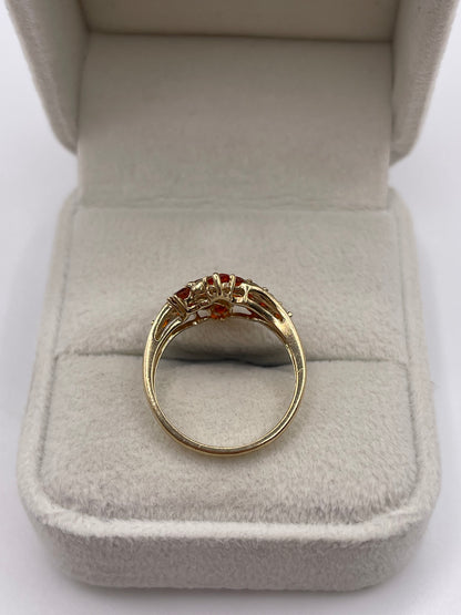 9ct gold fire opal cluster ring