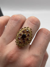 Load image into Gallery viewer, 9ct gold garnet cluster ring
