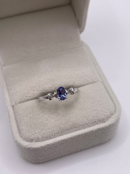 9ct white gold tanzanite and diamond ring