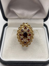 Load image into Gallery viewer, 9ct gold garnet cluster ring
