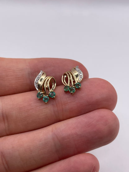 9ct gold emerald and diamond earrings
