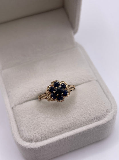 9ct gold sapphire cluster ring