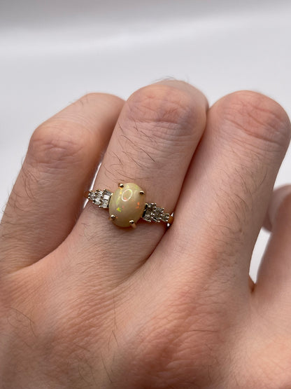 9ct gold opal and diamond ring