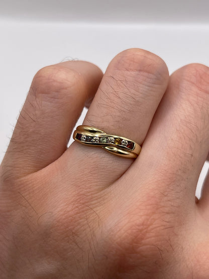 9ct gold multi gemstone and diamond ring