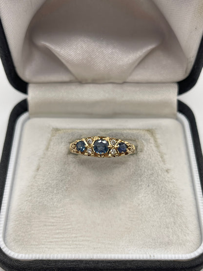 9ct gold sapphire and diamond ring
