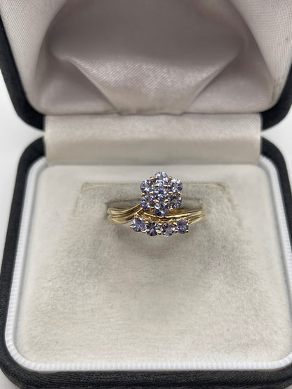 9ct gold tanzanite cluster ring
