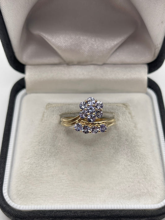 9ct gold tanzanite cluster ring