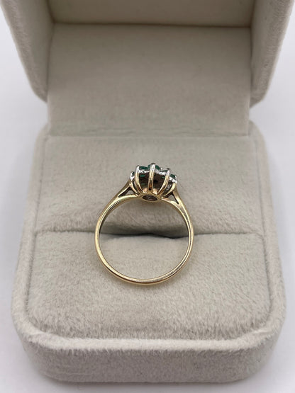 9ct gold emerald and diamond ring