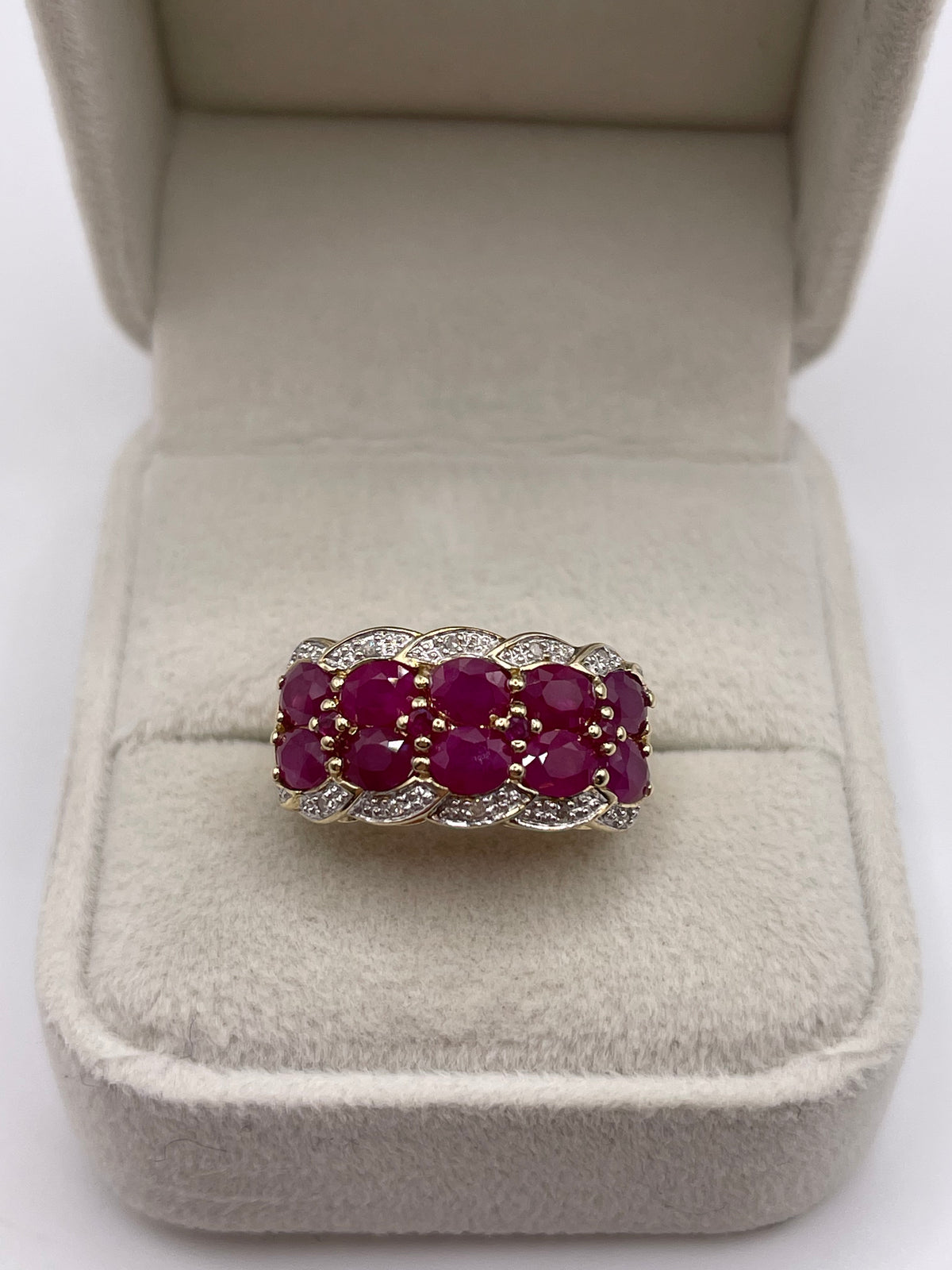 9ct gold ruby and diamond ring