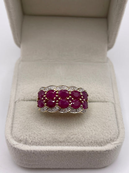 9ct gold ruby and diamond ring