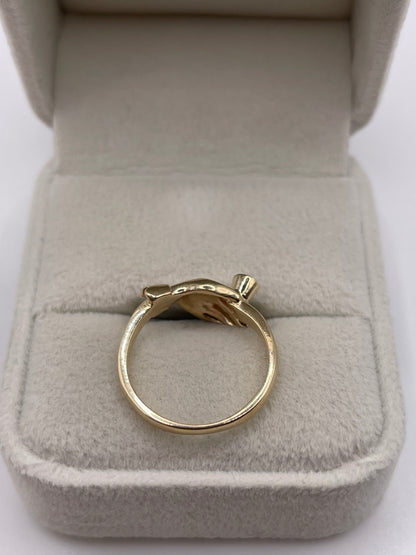 9ct gold emerald hand ring