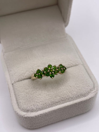 9ct gold diopside cluster ring