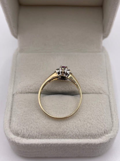 9ct gold ruby and diamond ring