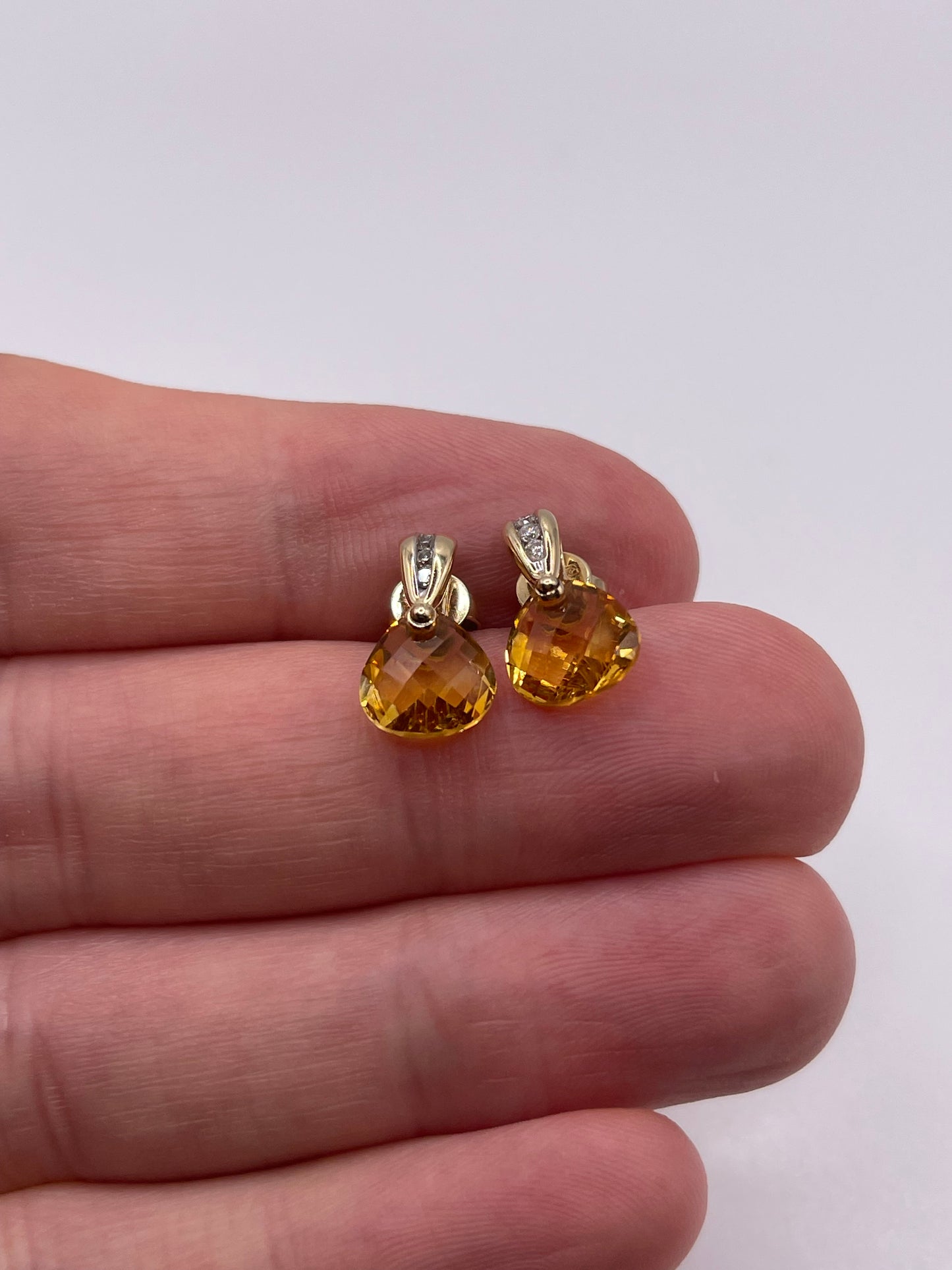 9ct gold citrine and diamond earrings