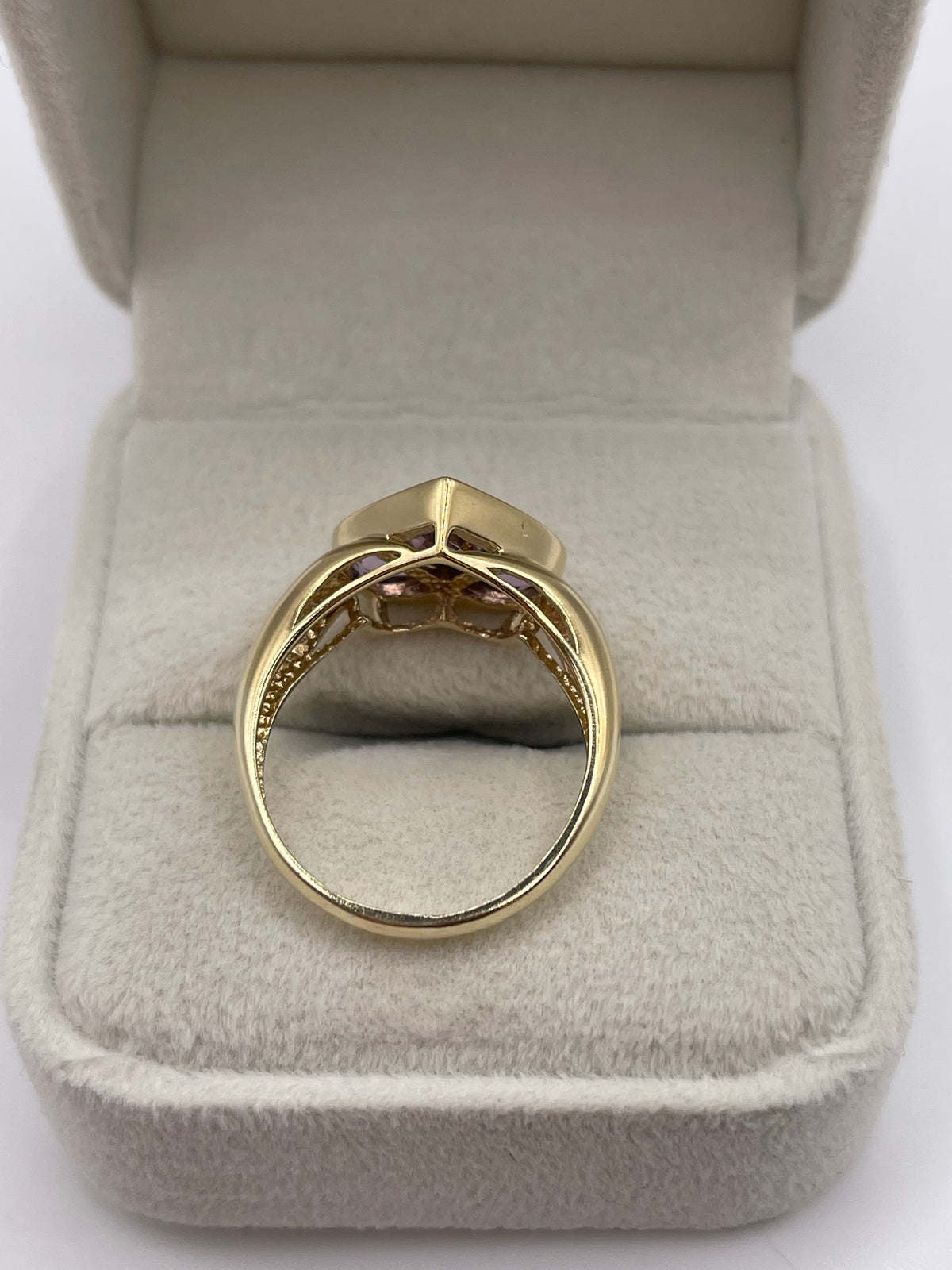 9ct gold amethyst heart ring