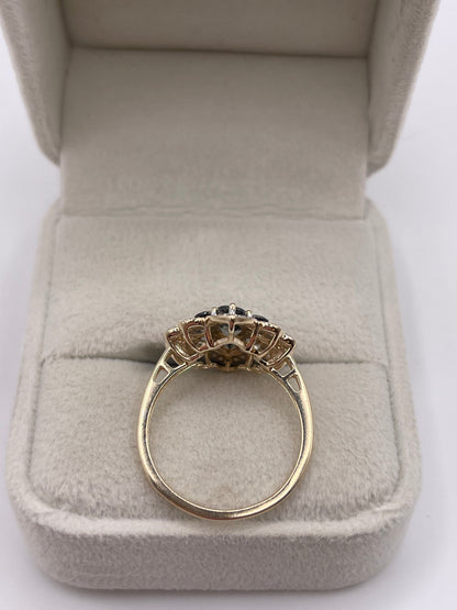 9ct gold colour change sapphire and zircon ring