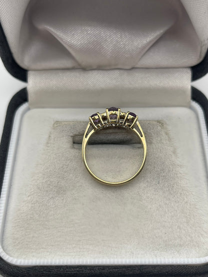 9ct gold amethyst and diamond ring